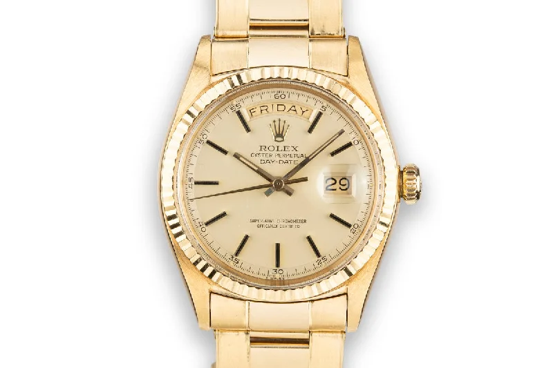 1960 Rolex 18K YG Day-Date 1803 with Matte Champagne Dial and Oyster Bracelet