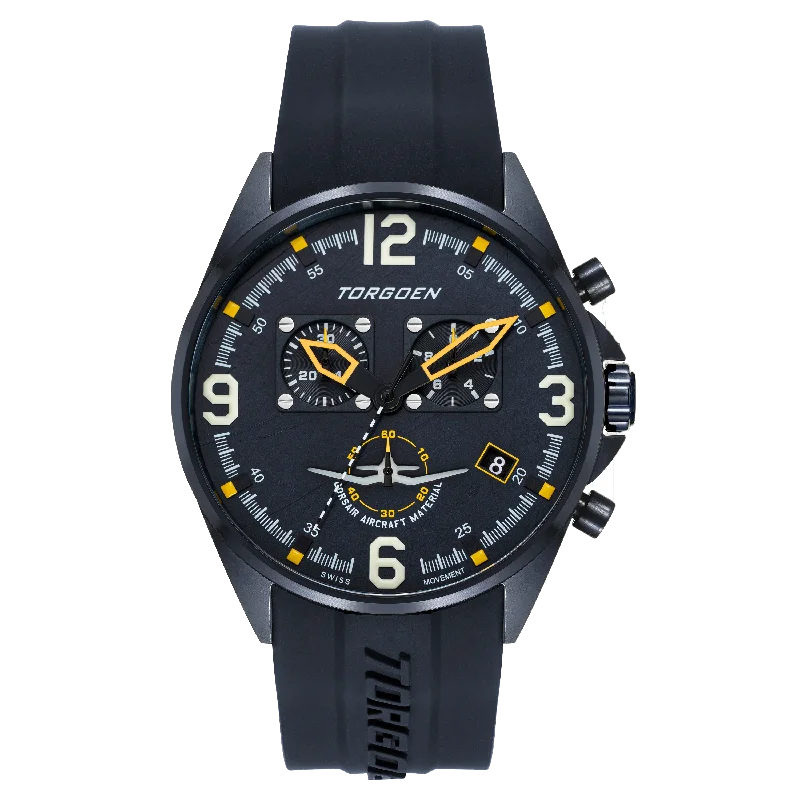 T4 Swiss Chronograph Watch | 45mm, Navy Silicone/Steel Strap