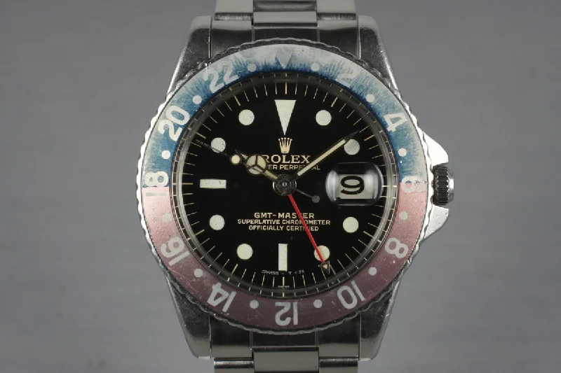 1963 Rolex GMT 1675 PCG with Glossy Gilt Double Swiss Dial