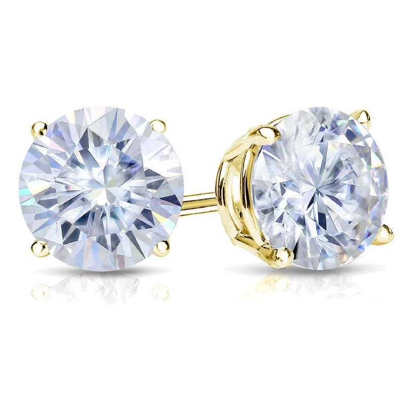 Auriya 18k Gold 3 1/2ctw Round Moissanite Stud Earrings - 7.8 mm, Screw-Backs