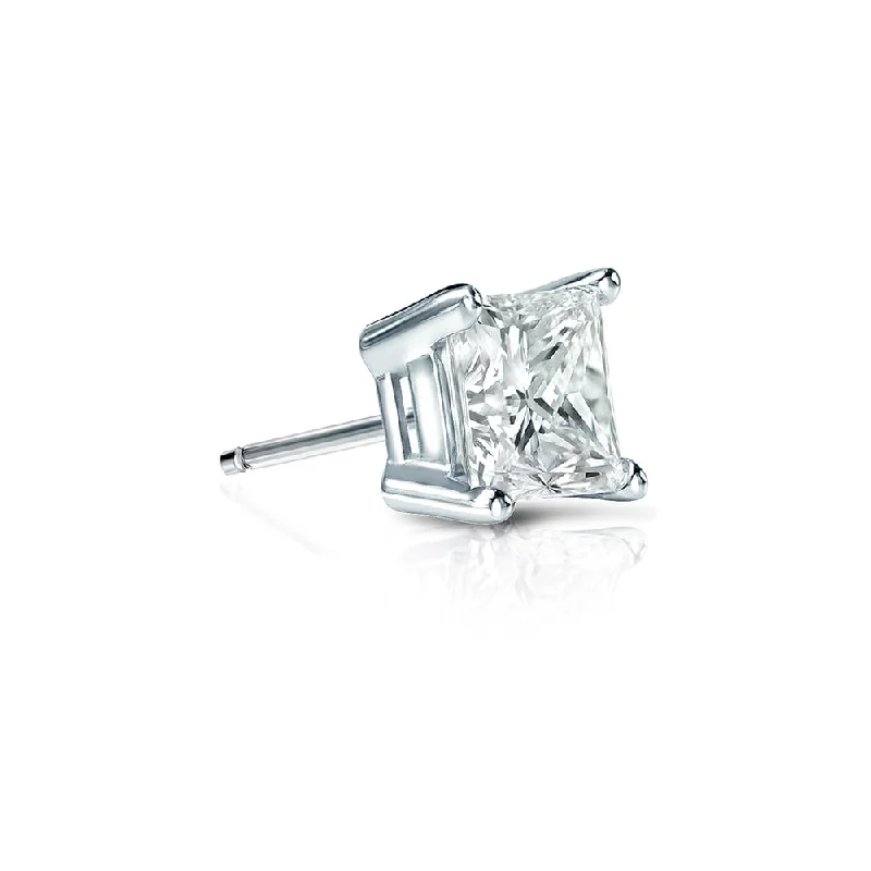 Auriya 14k Gold 1/3ct TDW Princess-Cut SINGLE STUD (1) Diamond Earring