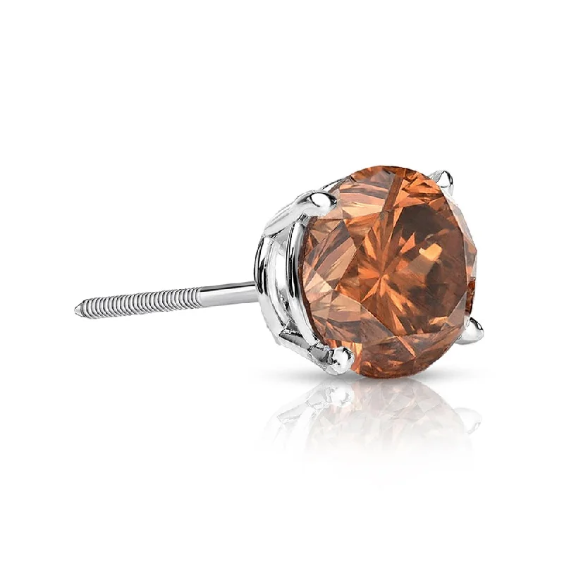 Auriya 1/3ctw Round Brown Diamond SINGLE (1) Stud Earring 14k Gold