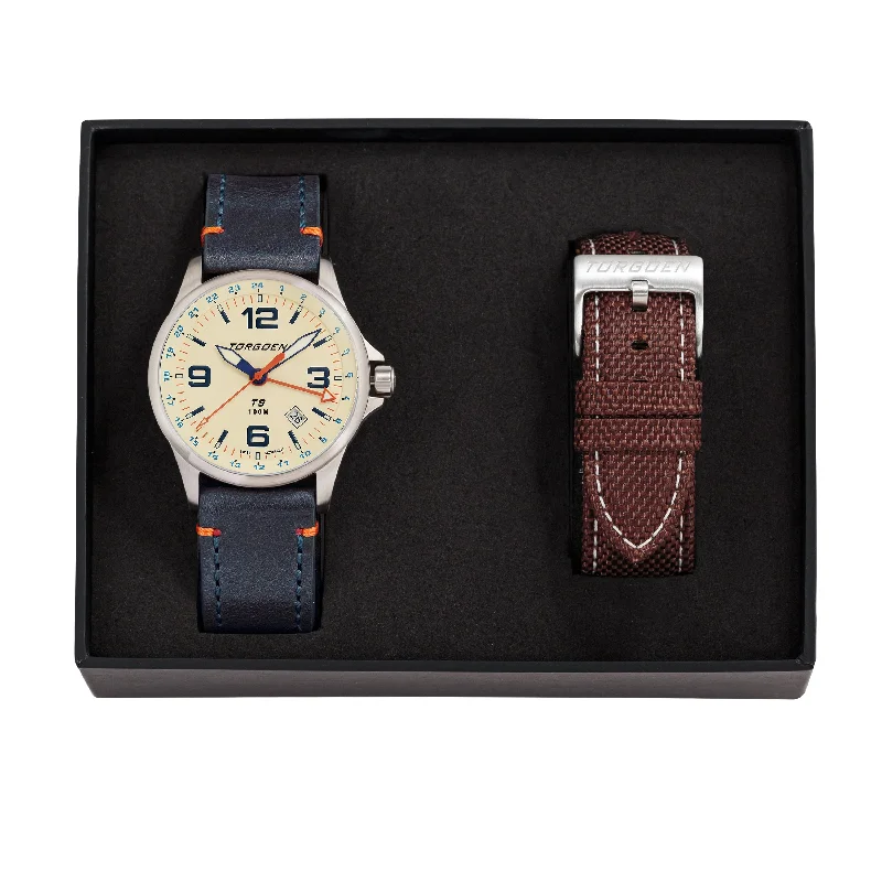 T9 Lazuli Sapphire Set | 42mm, Brown Nylon Strap