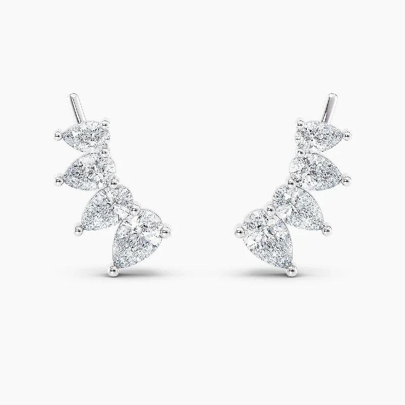 Auriya 1 1/4ctw Pear Lab Grown Diamond Climber Earrings 14-karat Gold (E-F, VS1-VS2)