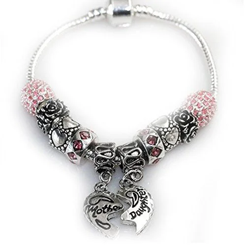 6.5" Mother Daughter Charm Bracelet Fits Beads For European Snake Chain Charms