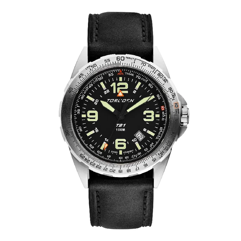 T21 Black Sapphire | 44mm, Vintage Leather Strap