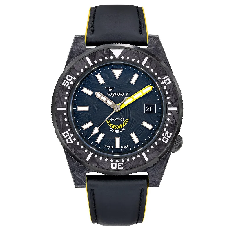 Squale T-183A YELLOW on Rubberized Leather Strap