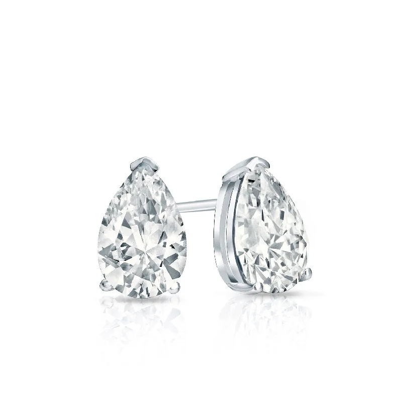 Auriya 14-karat Gold Lab Grown 0.62 carat TDW Pear Diamond Stud Earrings V-End Prong Push-back