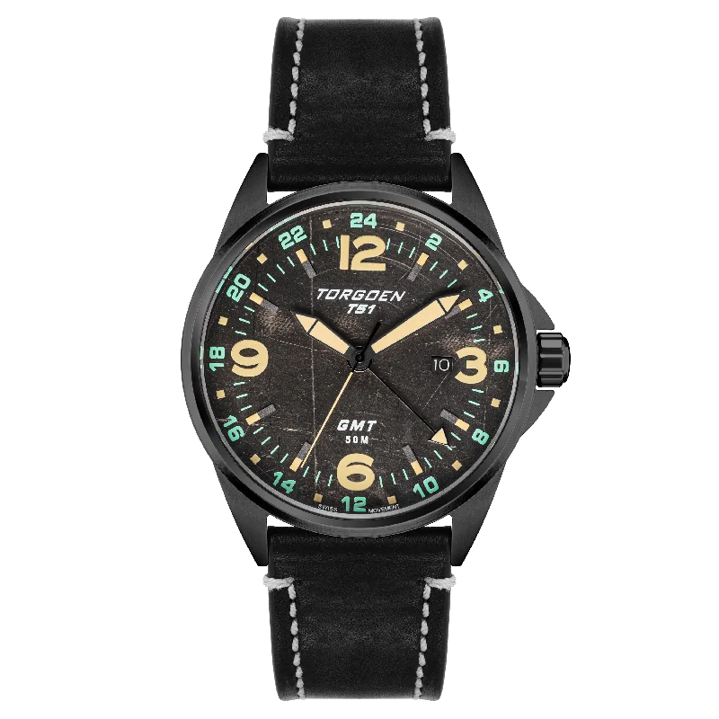 T51 Mustang | 44mm, Black Leather Strap