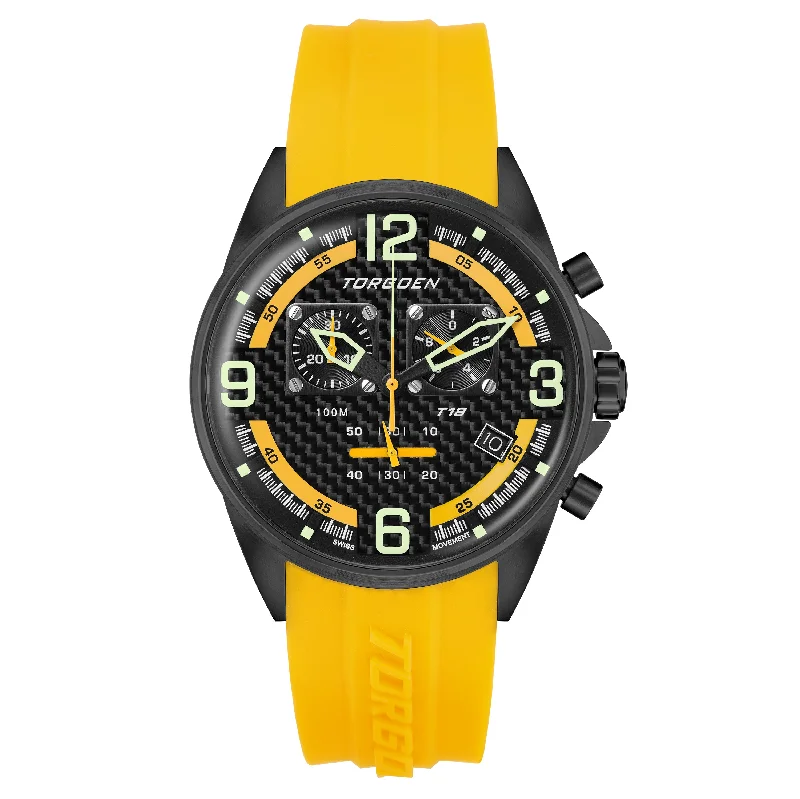 T18 Yellow Carbon Fiber | 45mm, Yellow Silicone Strap