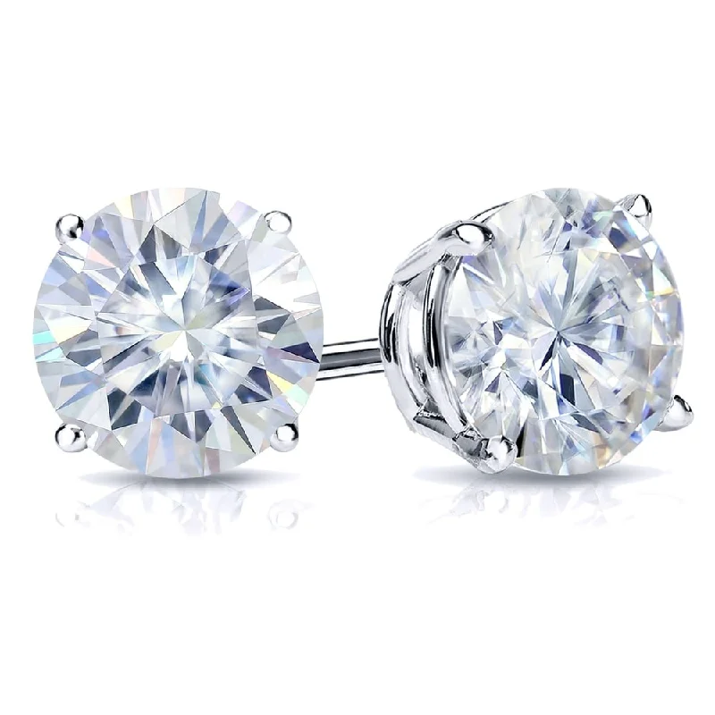 Auriya 3 1/2ct TW Round Moissanite Stud Earrings 18k Gold - 7.8 mm, Screw-Backs