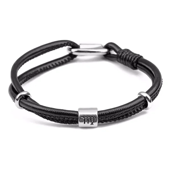 Classy Men Virgo Zodiac Leather Bracelet