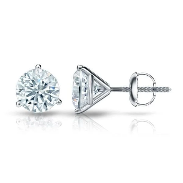 Auriya 14k Gold Certified 4.00 carat TDW 3-Prong Martini Round Diamond Stud Earrings