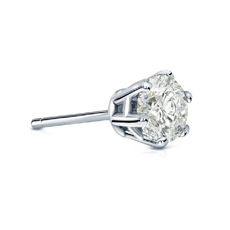 Auriya 14k Gold 3/4ct TDW Round 6-Prong SINGLE STUD (1) Diamond Earring