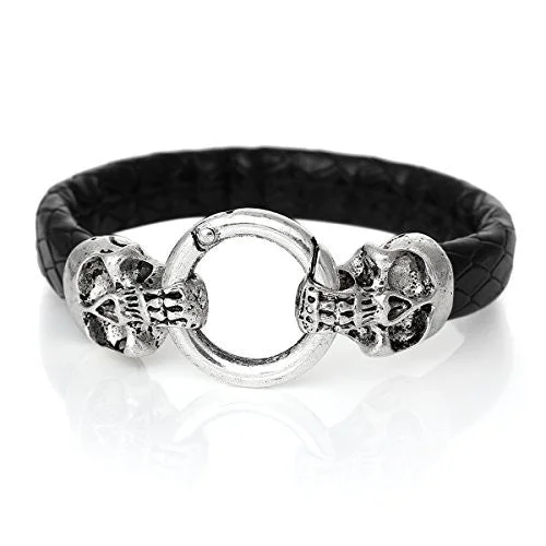 Black Skill Snake Style Fashion Bracelet with Snake Clasp 22cm X1.5cm(8 5/8 X 5/8)