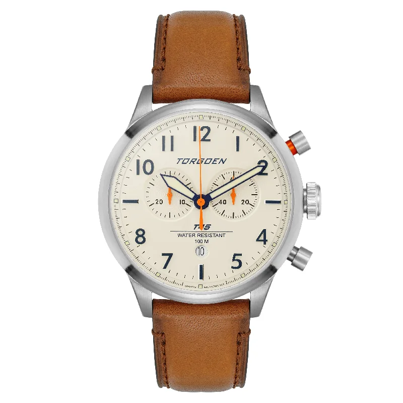 T45 Cream Sapphire | 44mm, Leather Strap