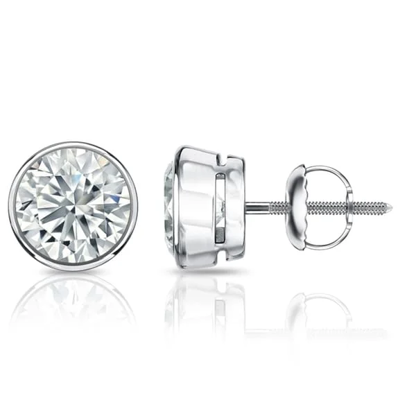 Auriya 5 1/2ctw Round Diamond Stud Earrings Bezel-set 18k Gold - GIA Certified