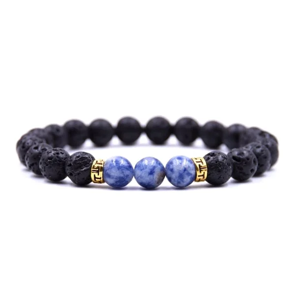 Classy Men Bracelet Lava Stone Blue