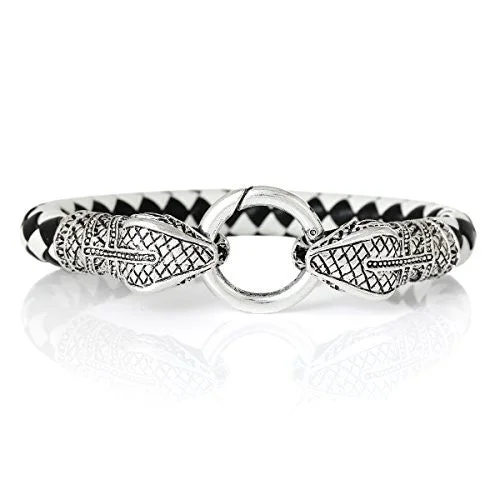 Black white Snake Style Fashion Bracelet with Snake Clasp 22cm X1.5cm(8 5/8 X 5/8)