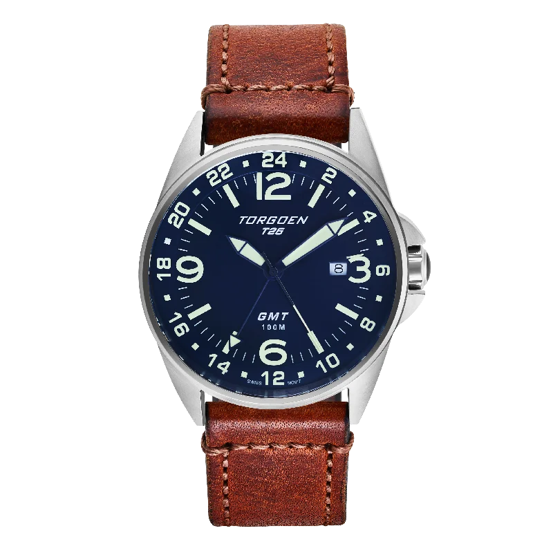 T25 Blue Sapphire | 44mm, Vintage Leather Strap