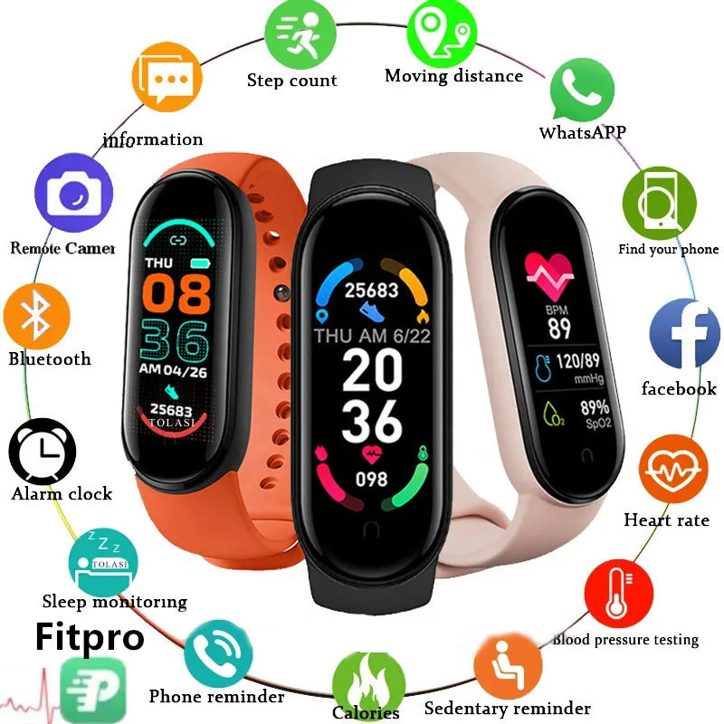 M6 Smart Watch Men Women Fitness Sports Smart Band Bluetooth Music Heart Rate Take Pictures Smartwatch Kids Watch For Xiaomi