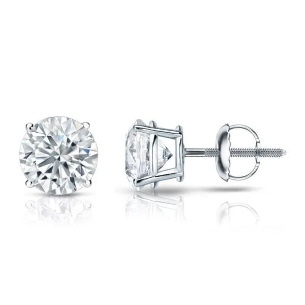 Auriya 18k Gold GIA Certified 2.70 carat TW Round Diamond Stud Earrings