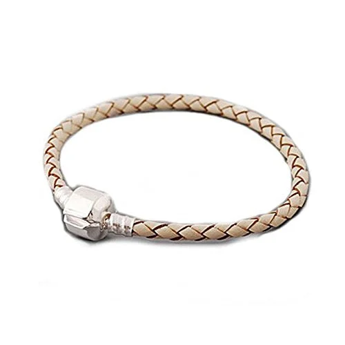 High Quality Real Leather Bracelet Champagne  (9.5")Fits Beads For European Snake Chain Charms