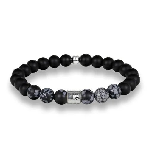 Classy Men Virgo Black Beaded Zodiac Bracelet