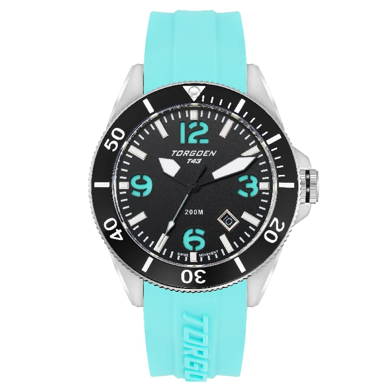 T43 Cyan Diver Sapphire | 44mm, Cyan Silicone Strap