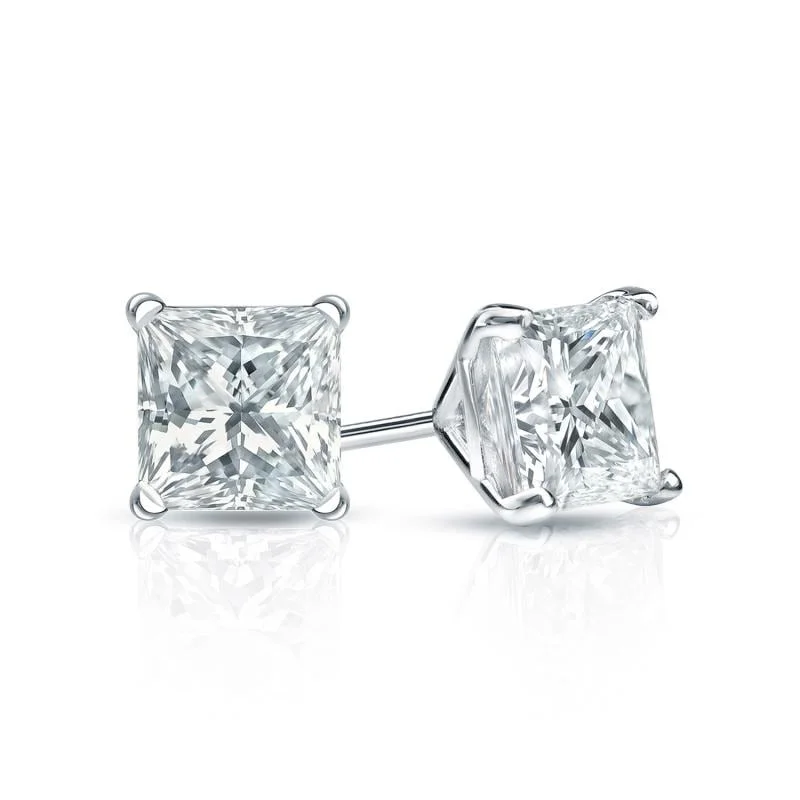 Auriya 14-karat Gold Lab Grown 0.75 carat TDW Princess Diamond Stud Earrings 4-Prong Martini Screw-back