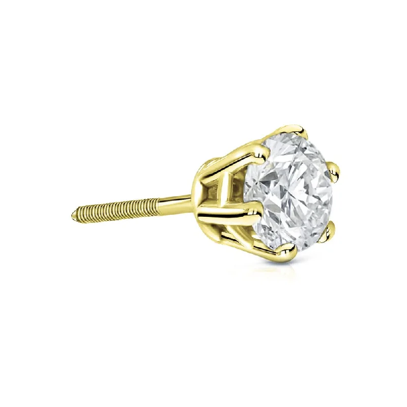 Auriya 14k Gold 3/4ct TDW Round 6-Prong SINGLE STUD (1) Diamond Earring