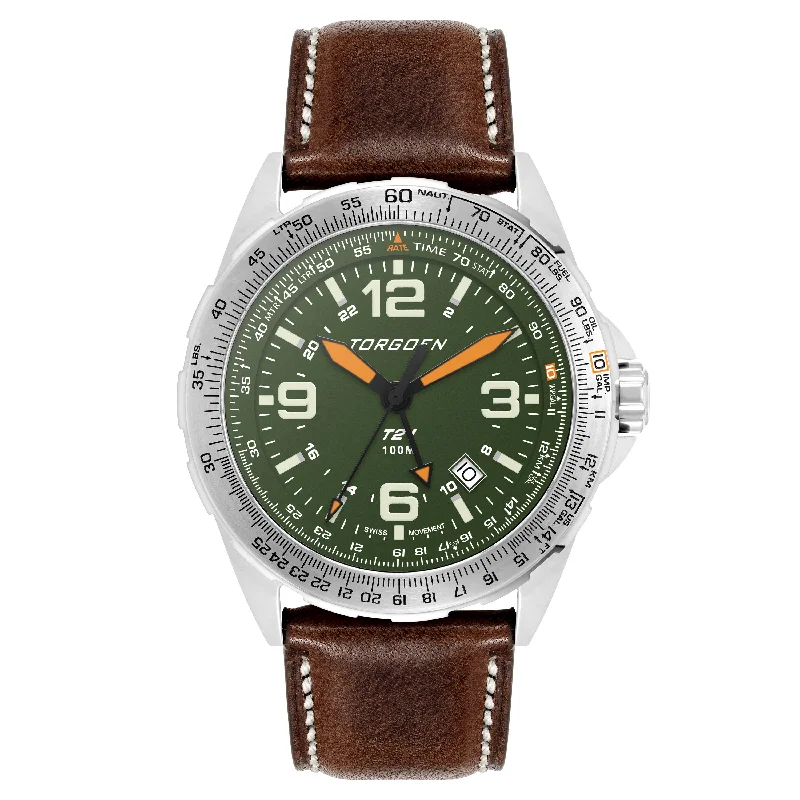 T21 Green Sapphire | 44mm, Vintage Leather Strap