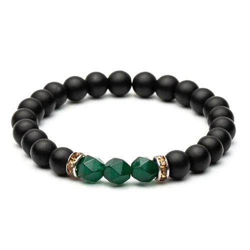 Classy Men Elegant Green Stone Bracelet