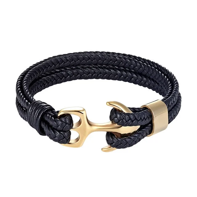 Classy Men Twin Hook Anchor Bracelet