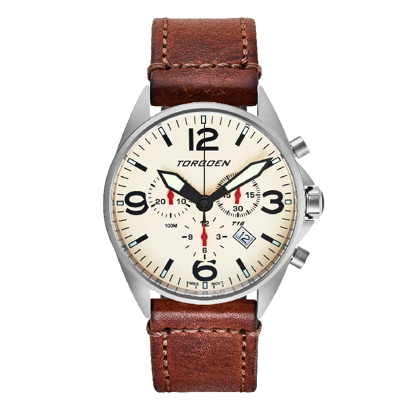 T16 Cream Sapphire | 44mm, Vintage Leather Strap