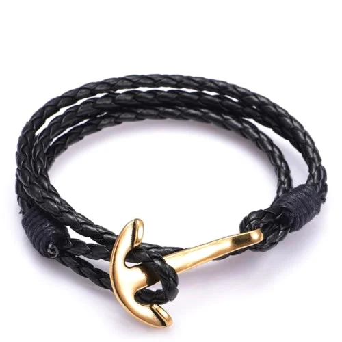 Classy Men Anchor Leather Bracelet - 3 Styles