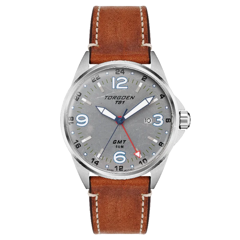 T51 Mustang | 44mm, Brown Leather Strap