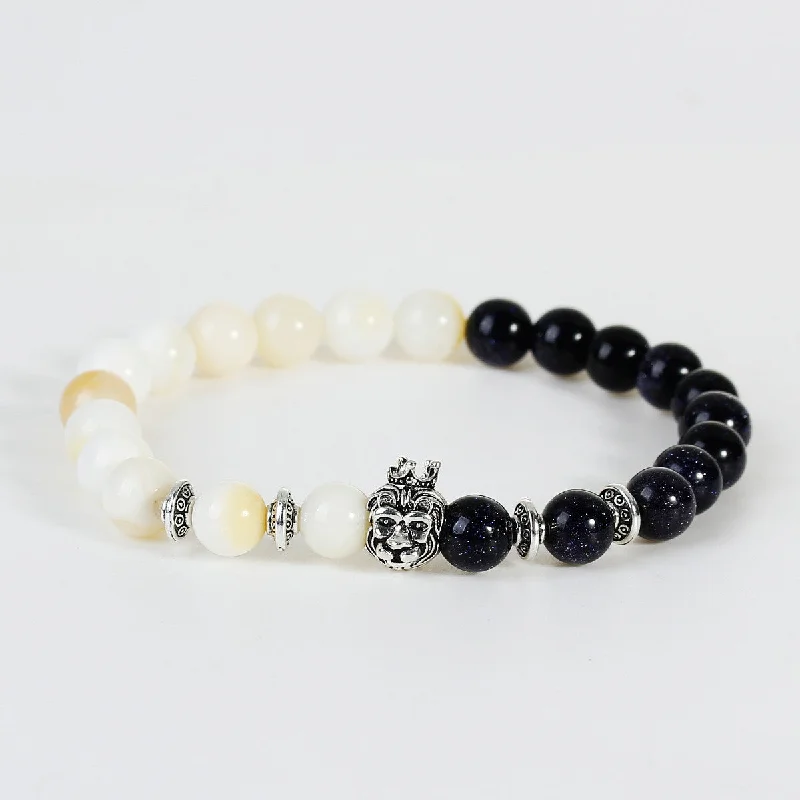 Men,Women 8mm Lava Rock Synthetic Beaded Healing Elastic Bracelet