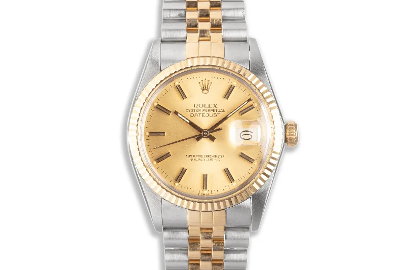 1985 Rolex 18k/SS DateJust Gold Dial