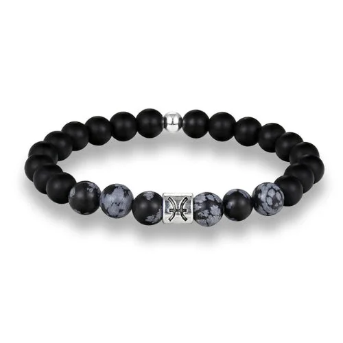 Classy Men Pisces Black Beaded Zodiac Bracelet