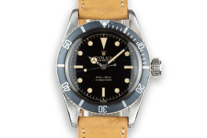 1958 Rolex Submariner 5510 Big Crown with Rare "SWISS" Only Gilt Tritium Dial and Service Papers