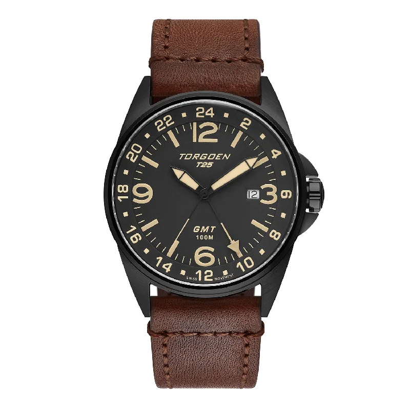 T25 Gunmetal Sapphire | 44mm, Vintage Leather Strap