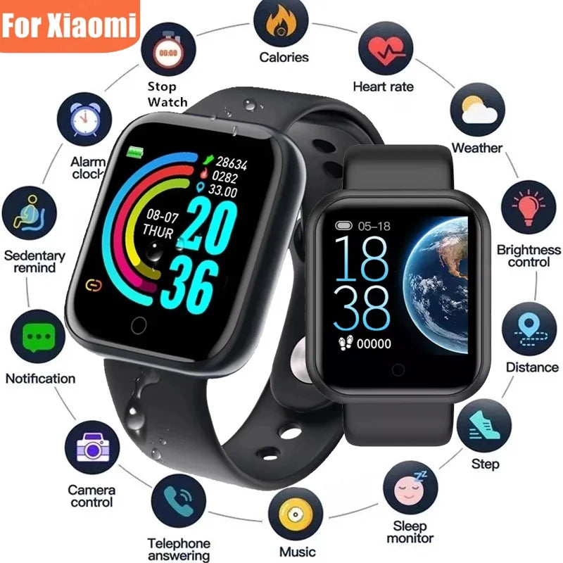 D20 Pro Smart Watch Y68 Bluetooth Fitness Tracker Sports Watch Heart Rate Monitor Blood Pressure Smart Bracelet for Android IOS