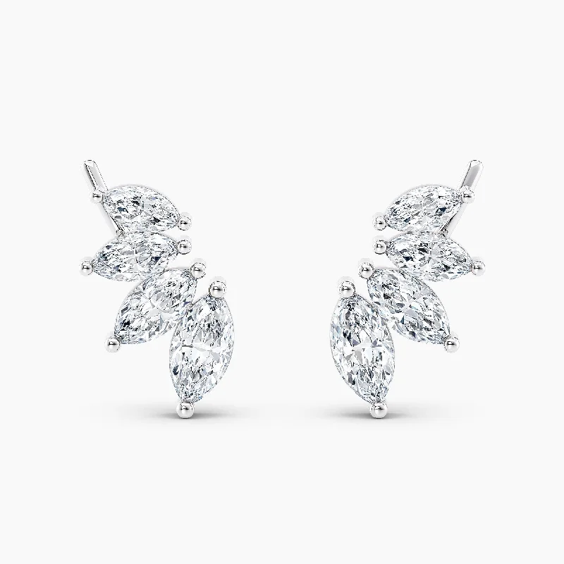 Auriya 1 1/2ctw Marquise Lab Grown Diamond Climber Earrings 14-karat Gold (E-F, VS1-VS2)