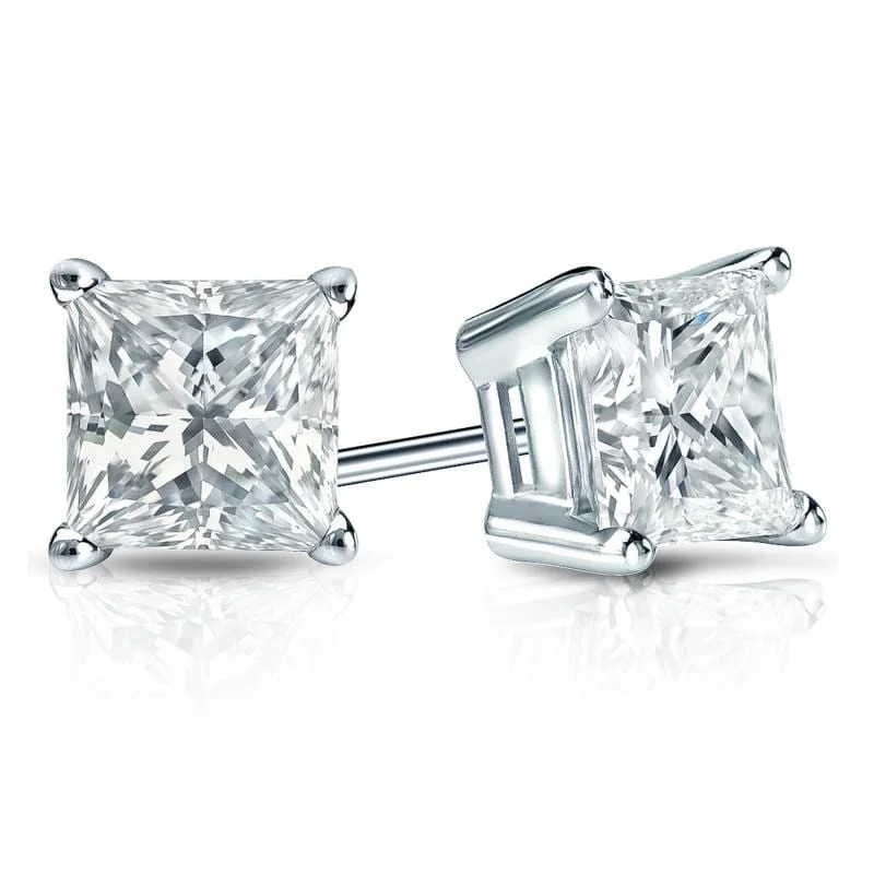 Auriya 14-karat Gold Lab Grown 1.50 carat TDW Princess Diamond Stud Earrings 4-Prong Basket Screw-back