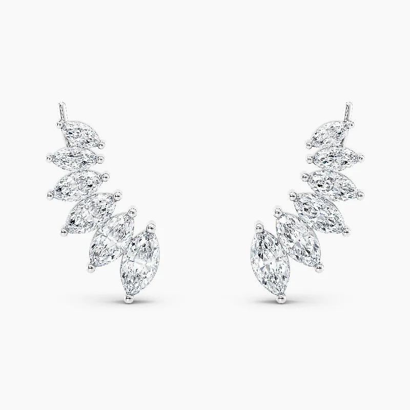 Auriya 3.00ctw Marquise Lab Grown Diamond Climber Earrings 14-karat Gold (E-F, VS1-VS2)