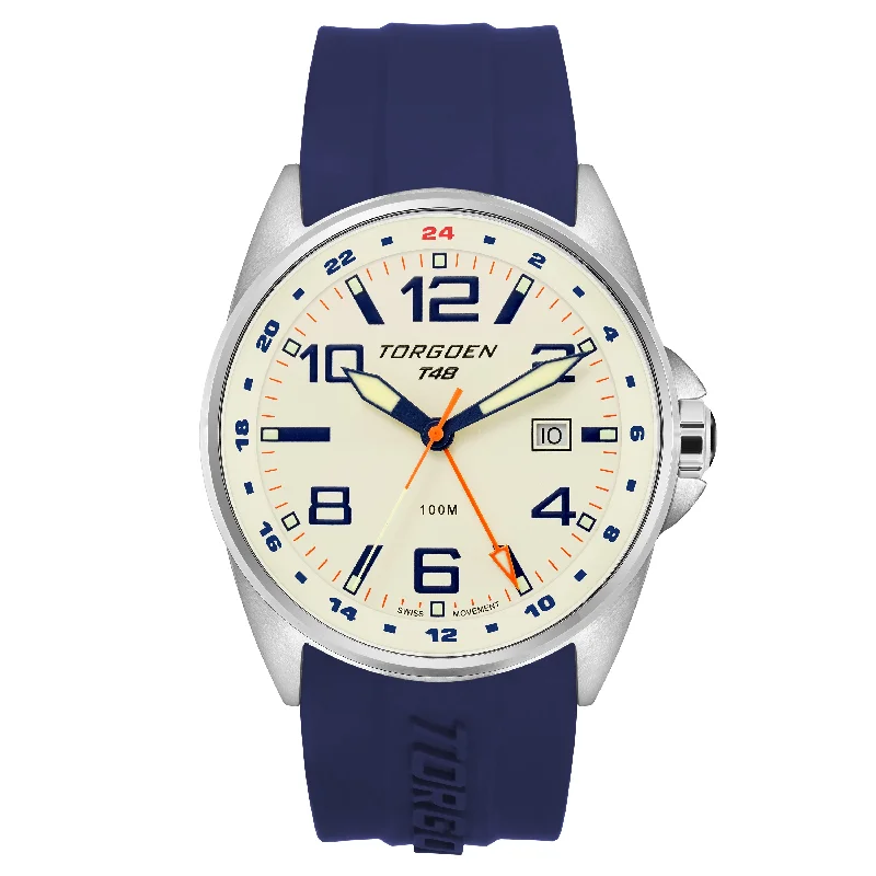 T48 GMT Navy/Cream | 44mm, Navy Silicone Strap