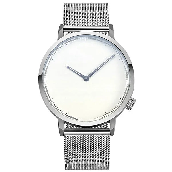 Classy Men Watch Clean Silver/White