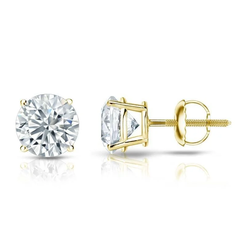 Auriya 18k Gold Certified 4.50 carat TW Round Diamond Stud Earrings