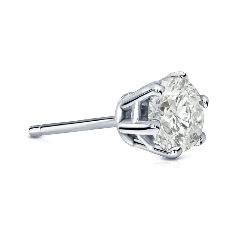 Auriya 14k Gold 1ct TDW Round 6-Prong SINGLE STUD (1) Diamond Earring